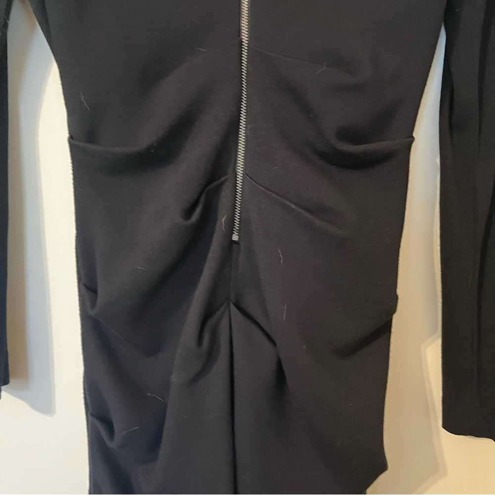 Nicole Miller Artelier Cali Ponte Dress Black Ruched Off-Shoulder Bodycon Med - Picture 8 of 14